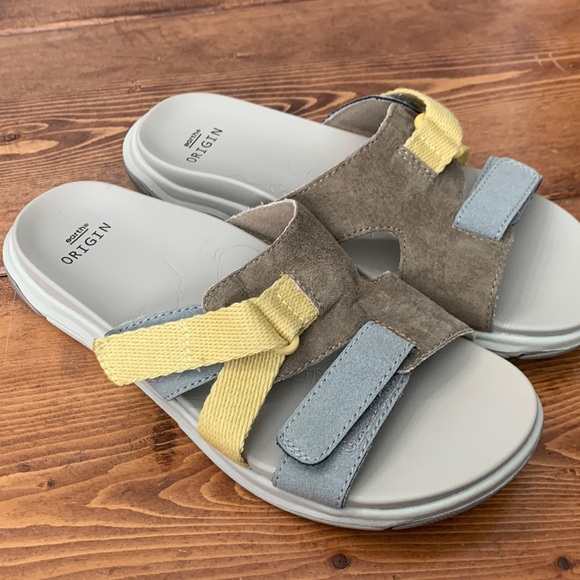 Earth Origins Shoes - EARTH ORIGINS Vara Suede Sport Slide Sandals Moroccan tan and yellow  sz 6.5